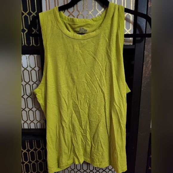 Neon yellow J Crew tank with open tied back. - Picture 4 of 5
